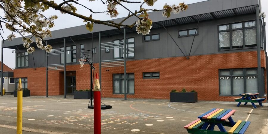 Newbury red brick slips installed at Ambergate Sports College