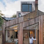 External installation of red square quarry tiles